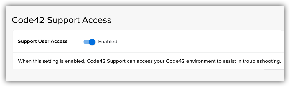 Code42 Support User Access view