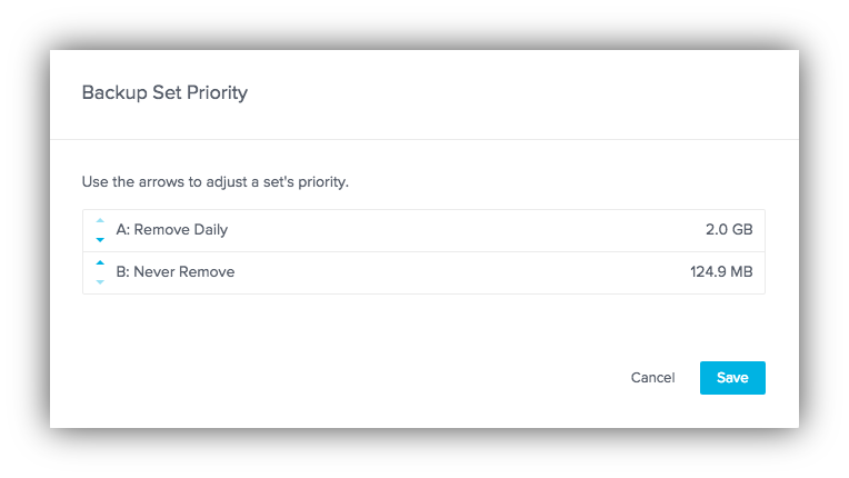 Backup set priority example