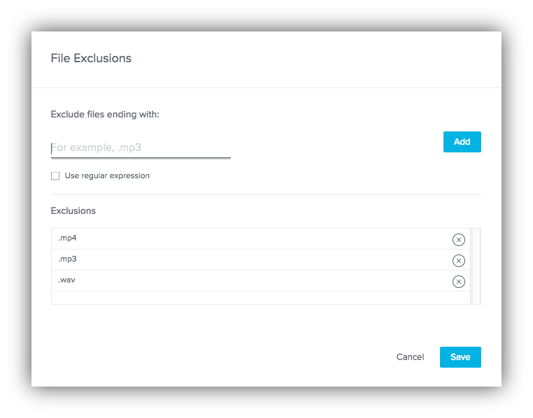 Backup set 1 File exclusions example