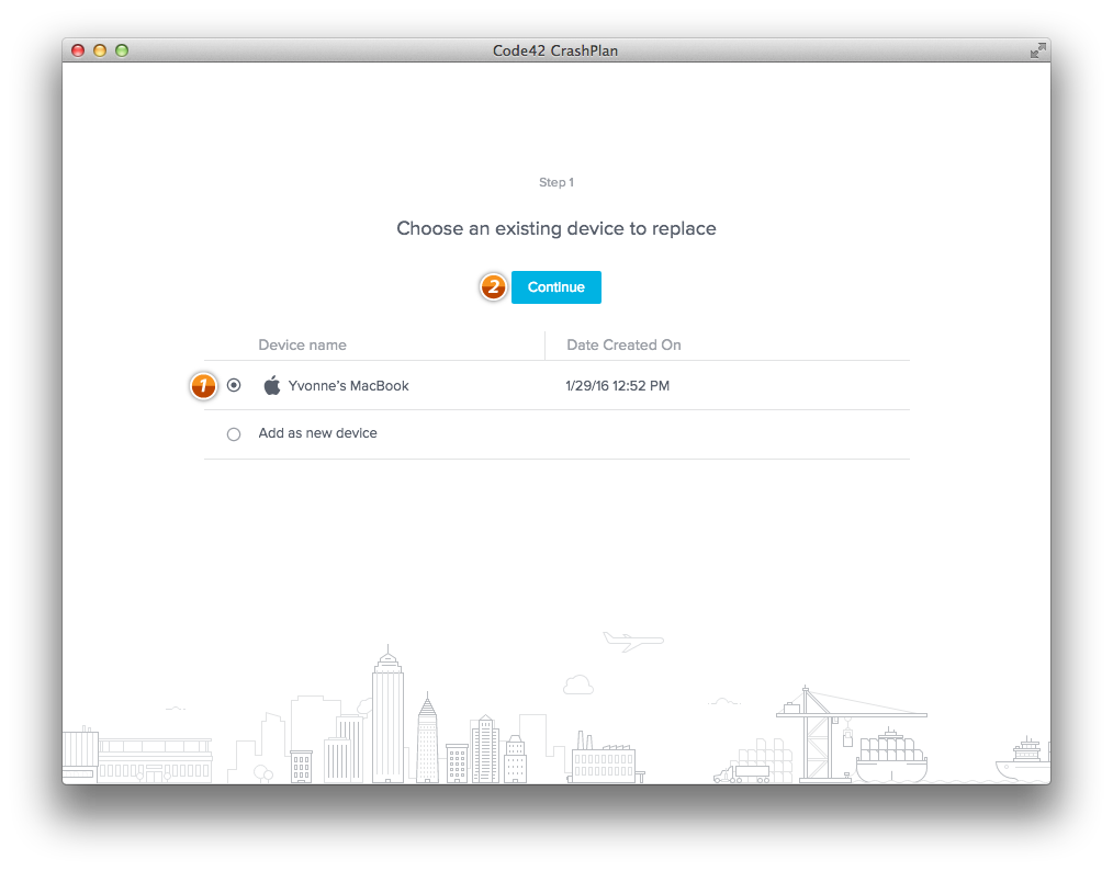 Choose existing device to replace