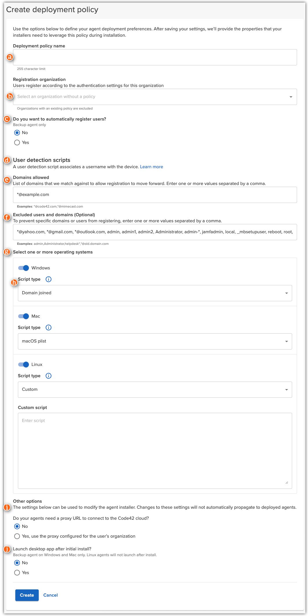 Create deployment policy