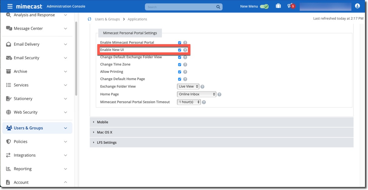 User Group Settings New UI