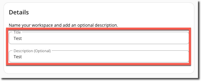 Edit Workspace Details