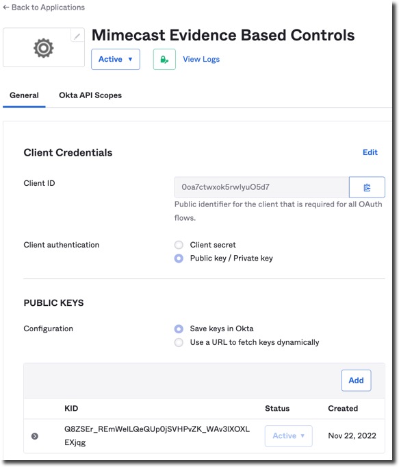 Okta app integration created successfully