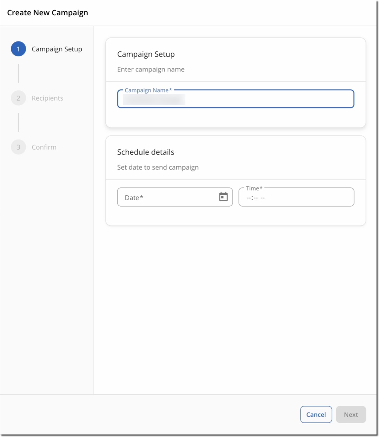 Create New Campaign Details