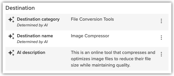 File event destination details determined by AI