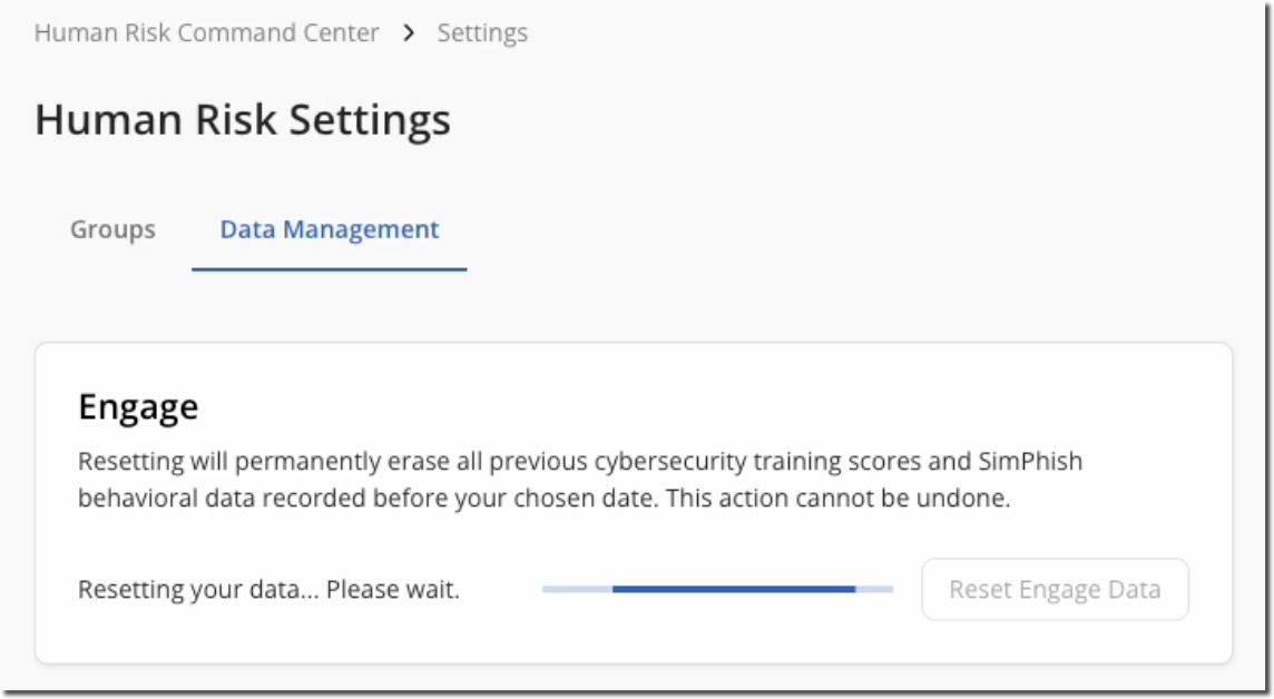 Resetting Engage Data