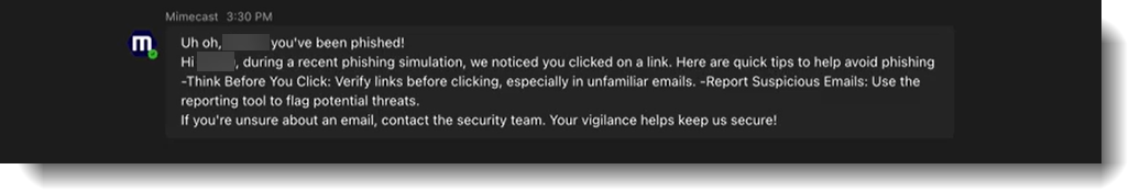 Screenshot of an example Niudge sent via Microsoft Teams