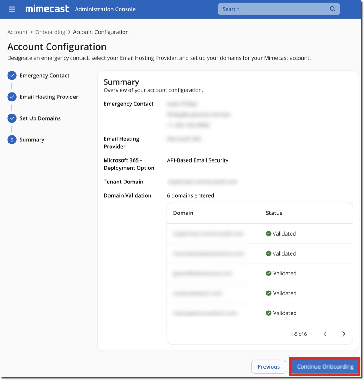 Account Configuration - Summary