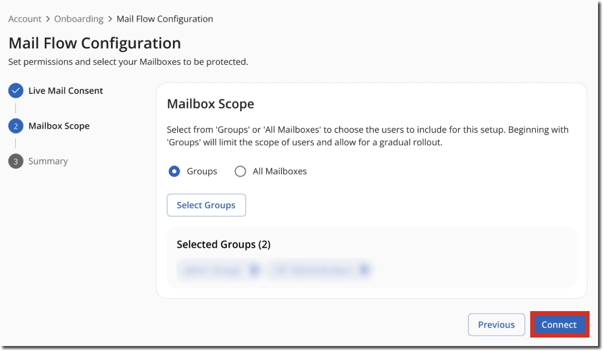 Mail Flow Configuration amend groups