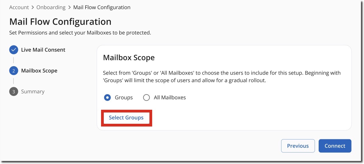 Mail Flow Configuration groups