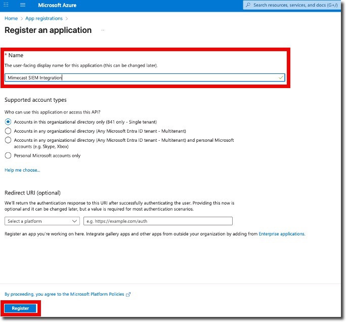 Register an application