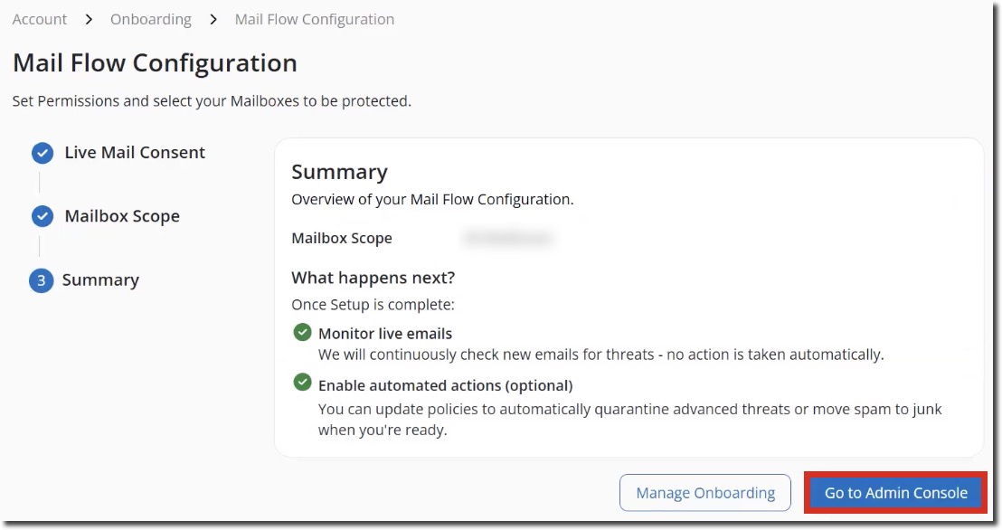 Mail Flow Configuration Summary