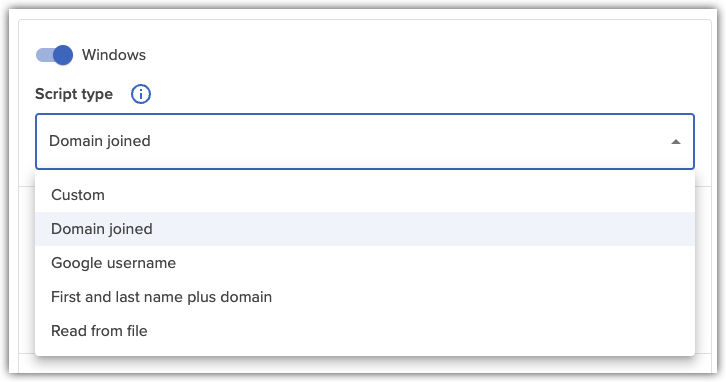 Select a detection script type for Windows deployment