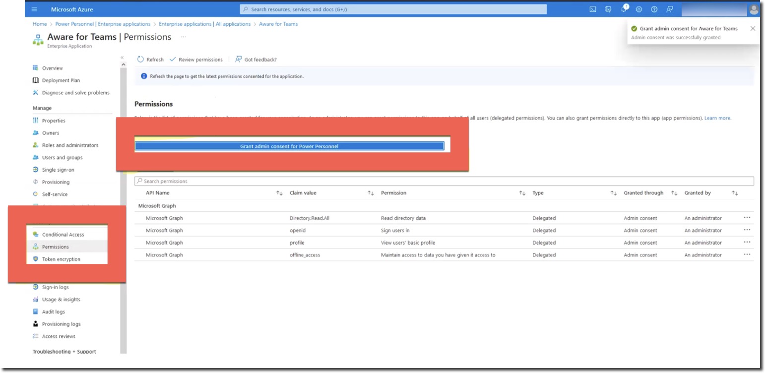 Azure Porta; Microsoft Teams Permissions
