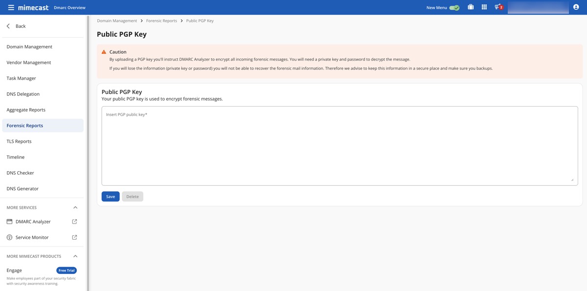 DMARC Analyzer 2.0 Public PGP Key setup