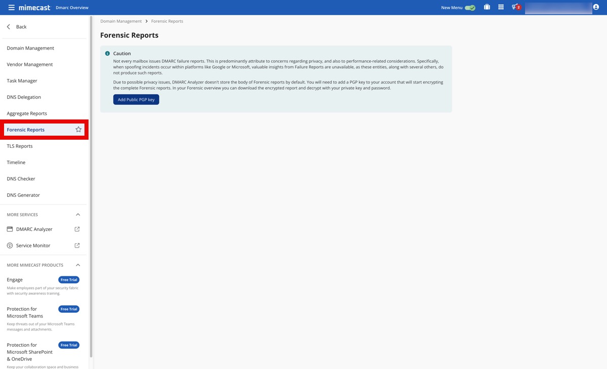 DMARC Analyzer 2.0 Setting up PGP key