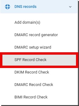 DMARC Analyzer 1.0 DNS Checker - Navigation