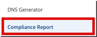 DMARC Analyzer 2.0 Compliance Report navigation