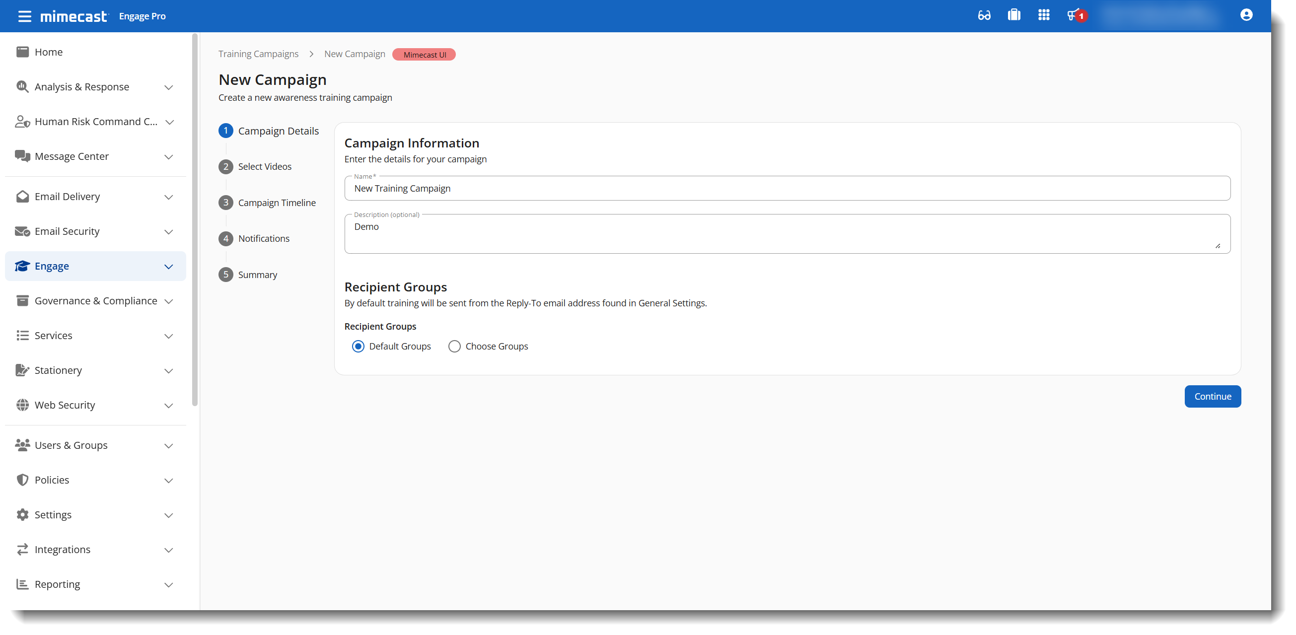 Campaign Information page