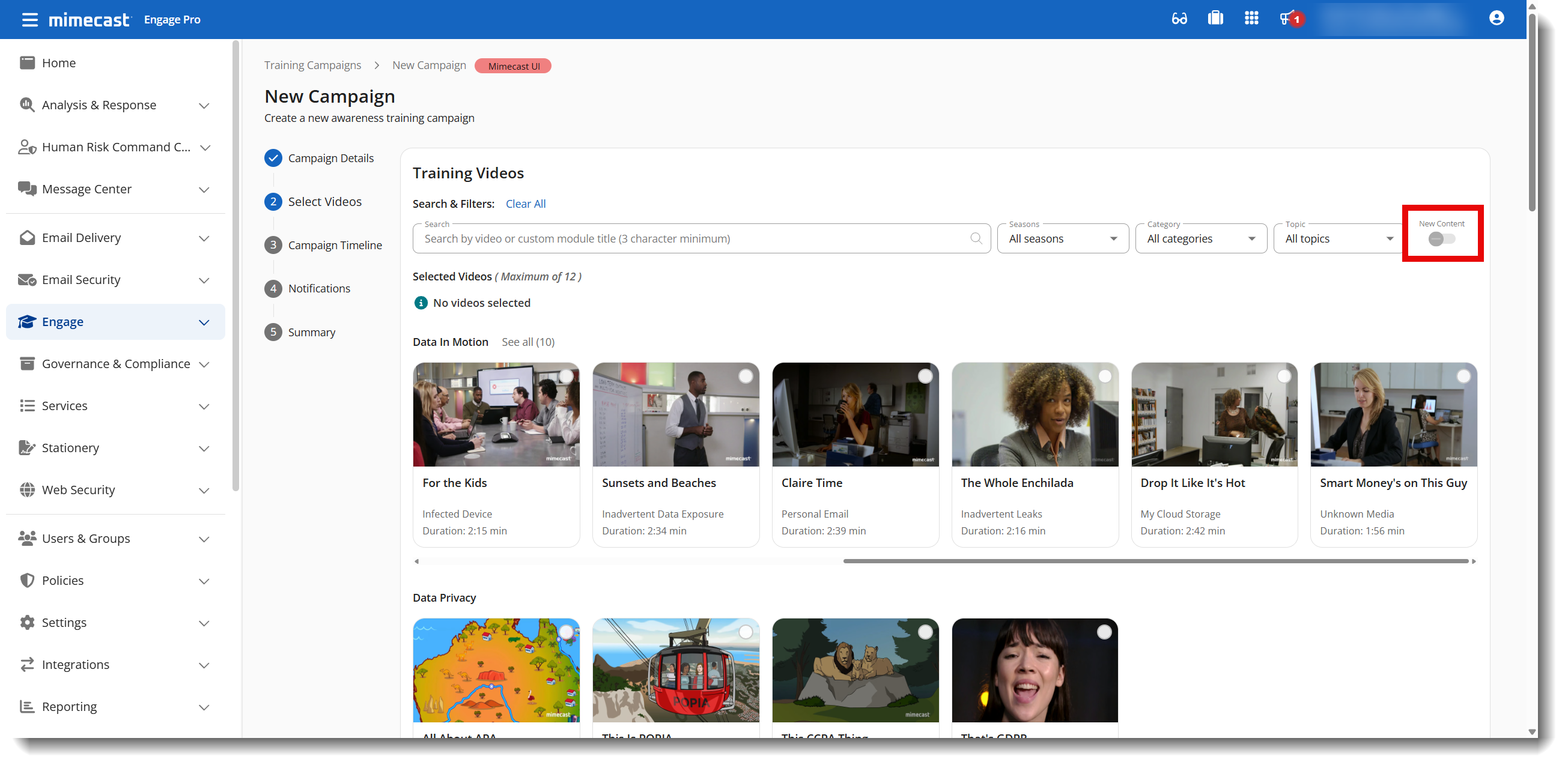 Training Videos page
