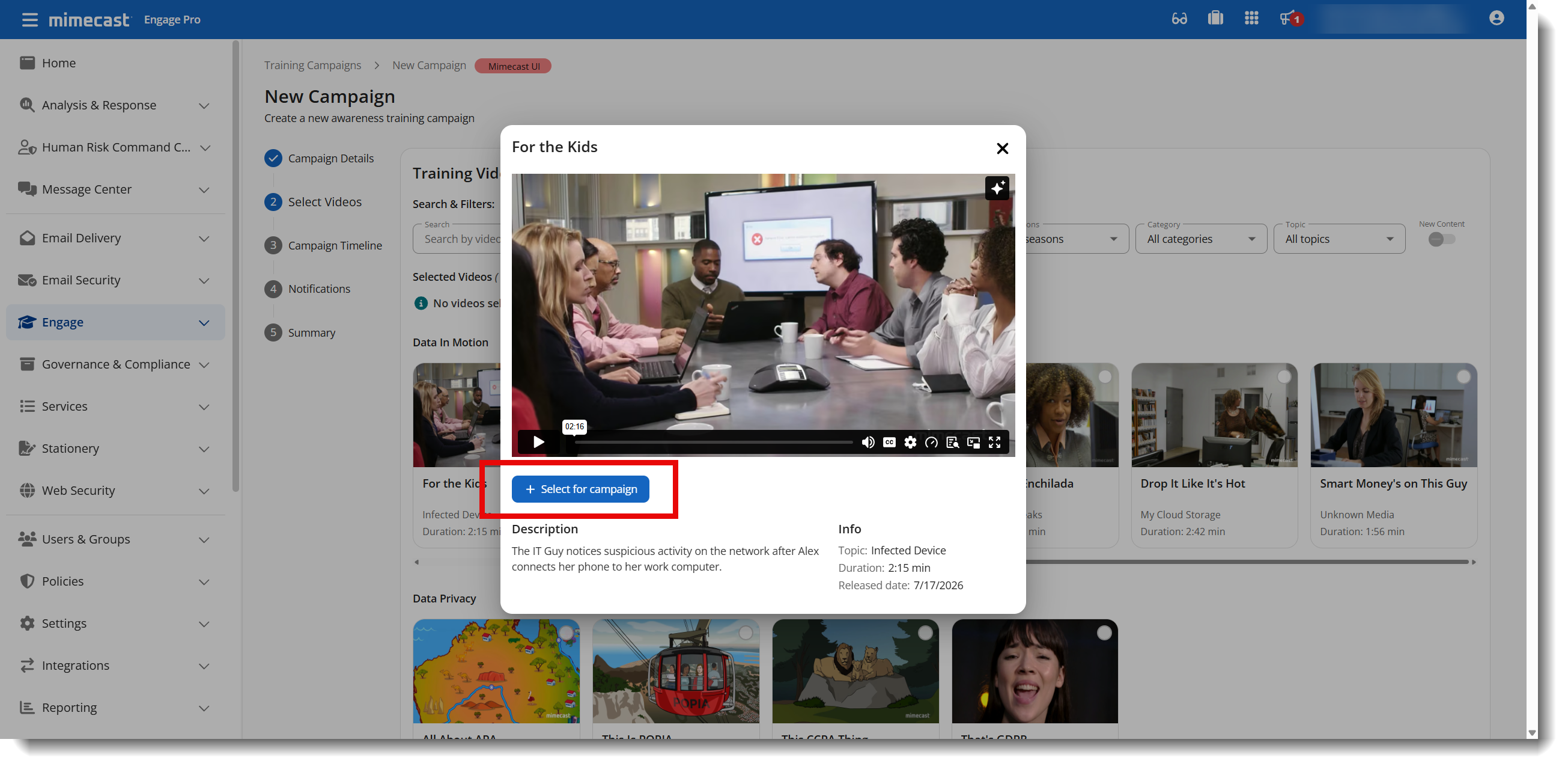 Training Videos page