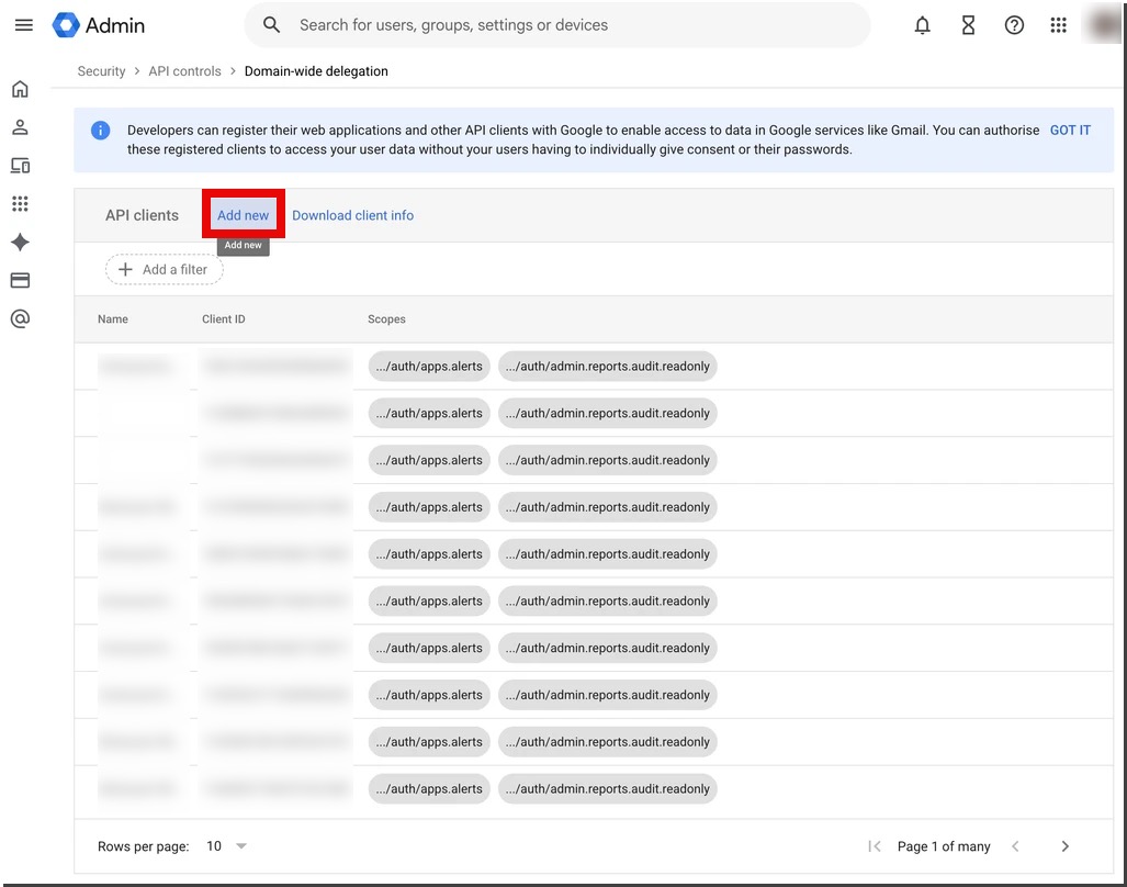 Admin Add New API Client