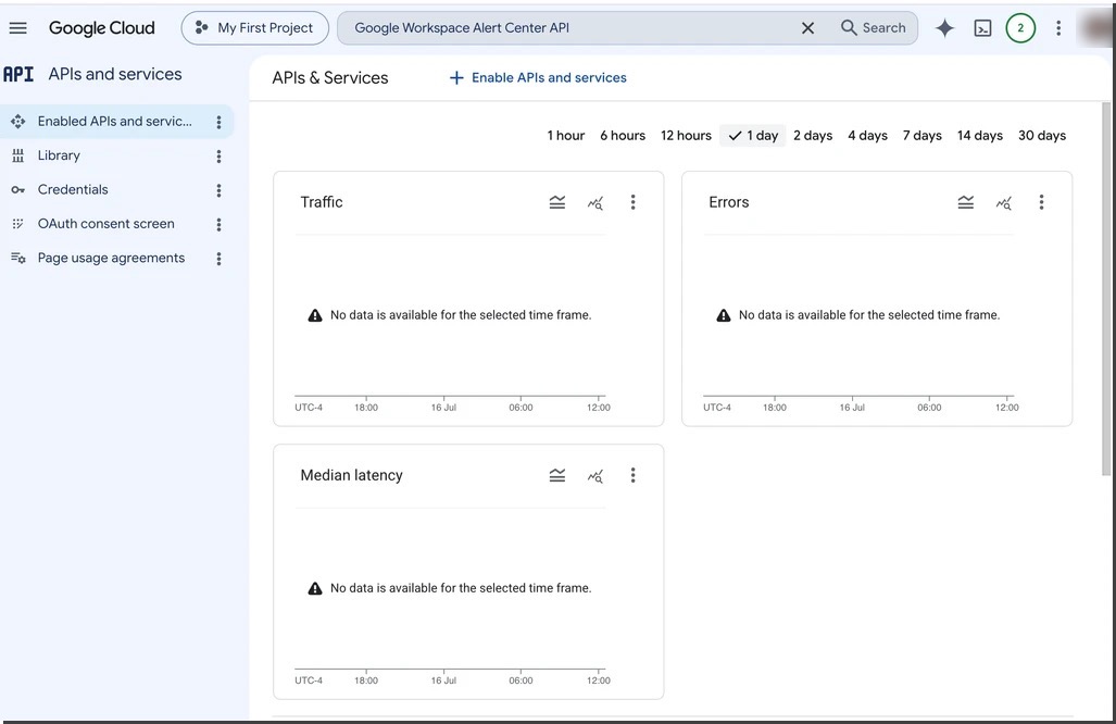 Google - APIs and services | Library navigation