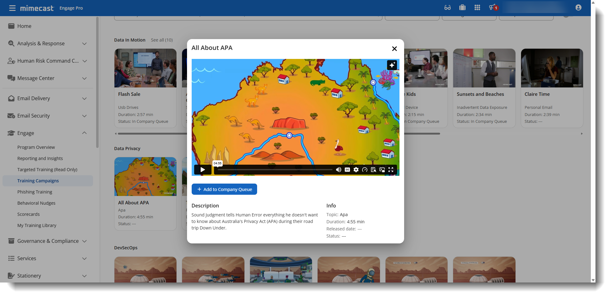 Add To Company Queue popup