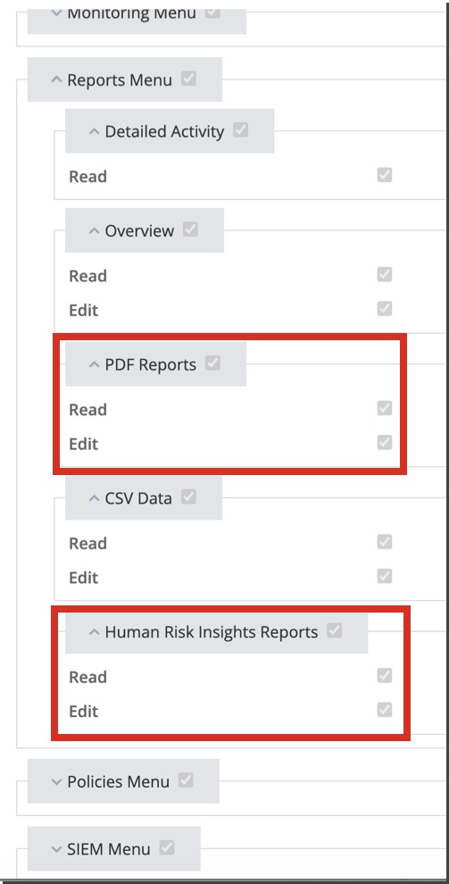 Human Risk Insights Report - permissions needed
